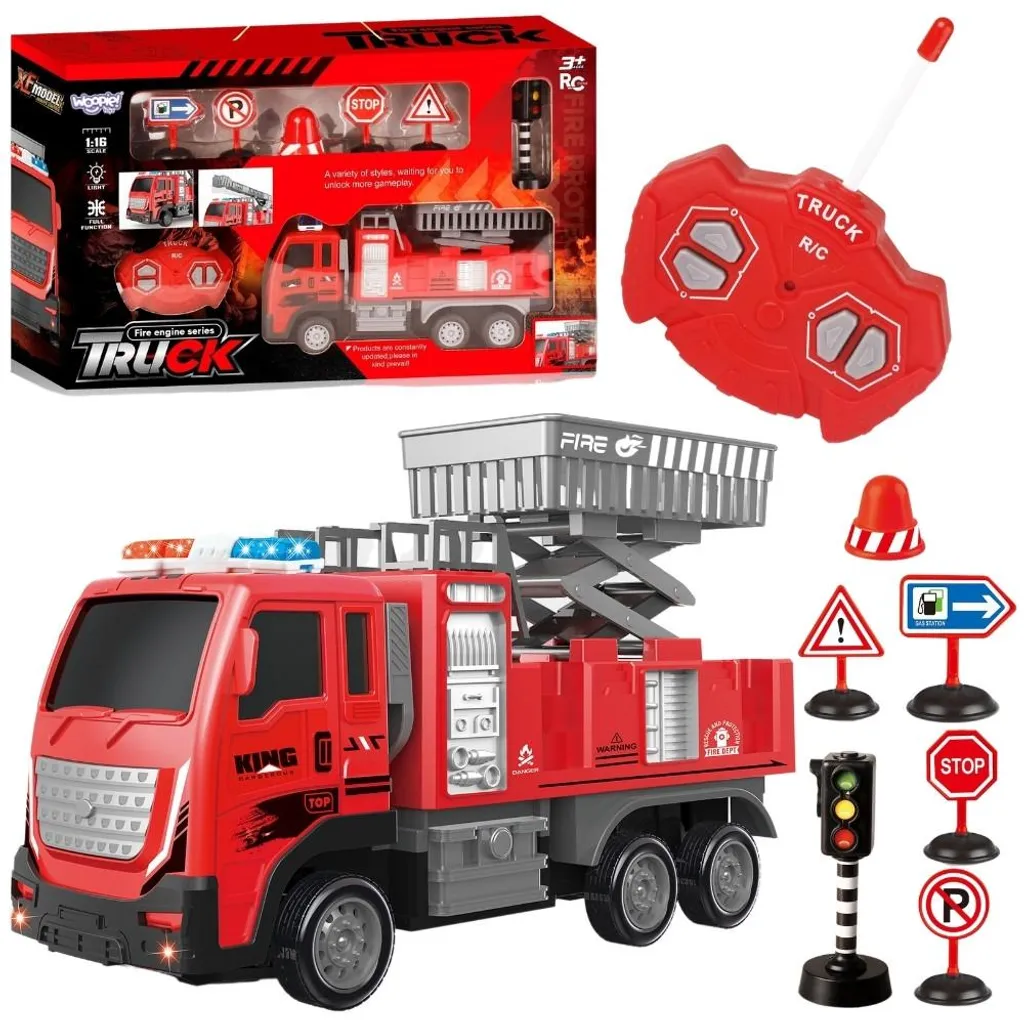 Camion de pompiers élévateur télécommandé Woopie - Modèle articulé 1:14