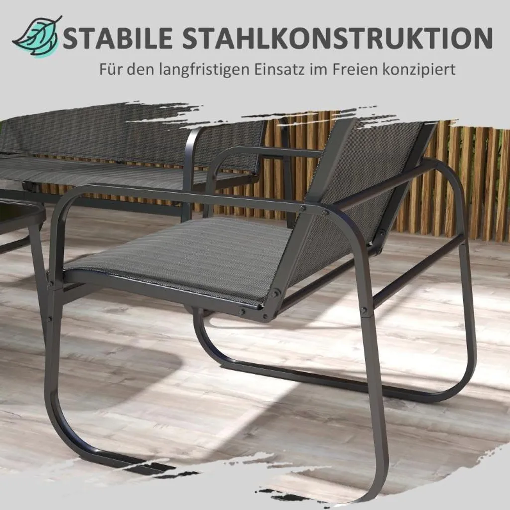 Salon de jardin résistant aux intempéries en maille pour terrasse 4 p