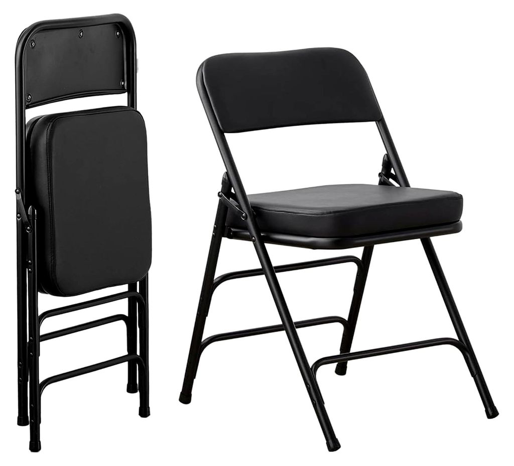 Extra Dicke Gepolsterte Klappstühle 2er Set, Klappstuhl mit Weichem Kissen, Komfort Klappstuhl aus Metall für Wohnzimmer, Esszimmer und Büro in ...