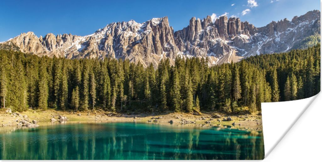 MuchoWow Poster Berg - Wald - Strand 80x40 cm - Wanddeko
