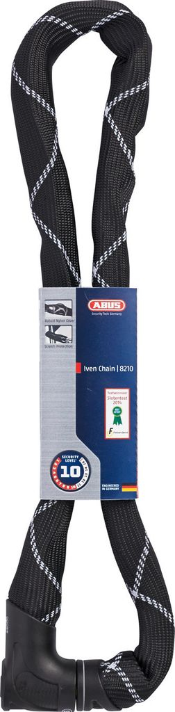 ABUS Kettenschloss Iven Chain 8210 – Fahrradschloss aus gehärtetem Stahl – mit Kunstfaserummantelung – ABUS-Sicherheitslevel 10