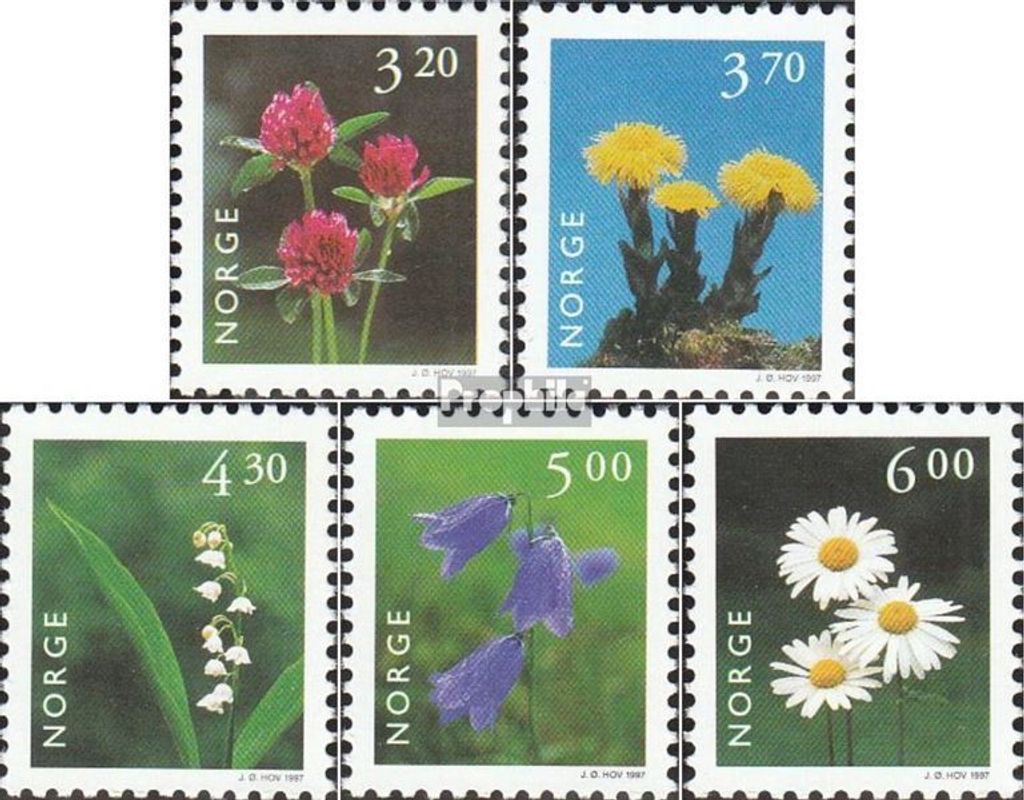 Briefmarken Norwegen 1997 Mi 1230-1234 (kompl.Ausg.) postfrisch Einheimische Pflanzen