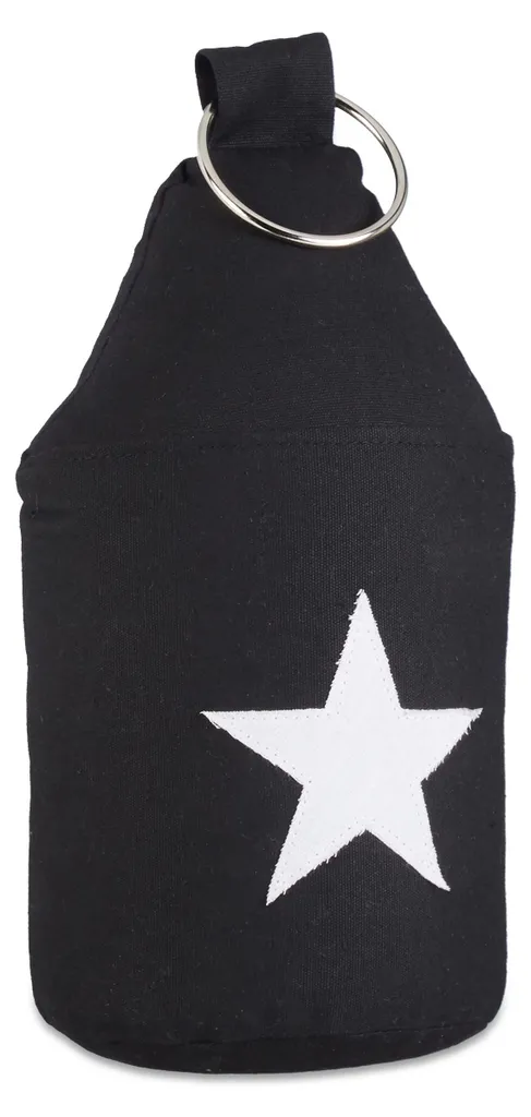 Bloque porte en tissu lesté décoratif noir et sable, hauteur 23 cm