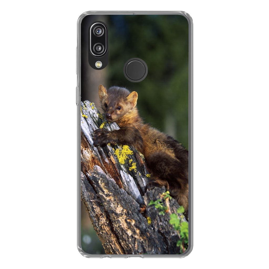 MuchoWow Handyhülle Schutzhülle Hülle für Huawei P20 Lite (2020) Marder - Baum - Wald Silikon Softcase Handy Hülle - Kartenhalter