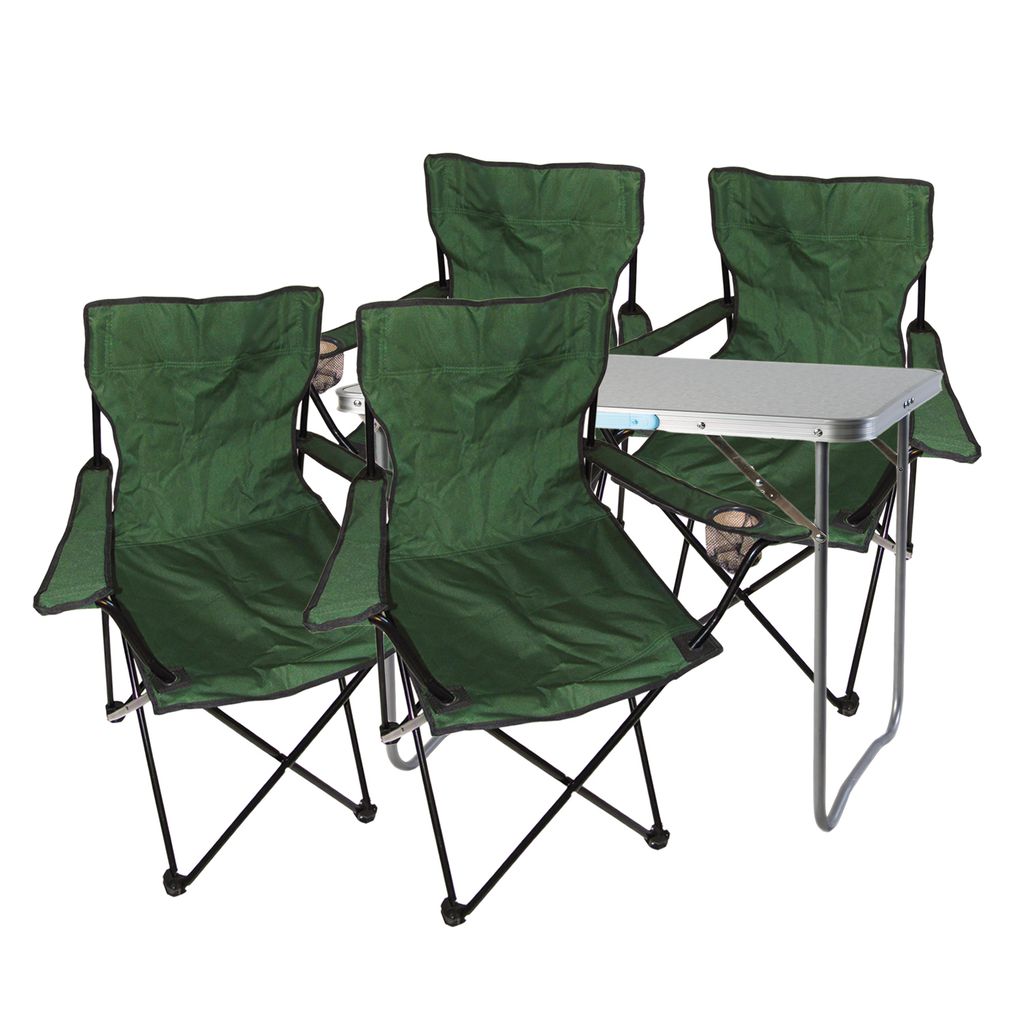 5-teiliges Campingmöbel Set Alu mit Tragegriff Camping lime-grün L70xB50xH59cm 