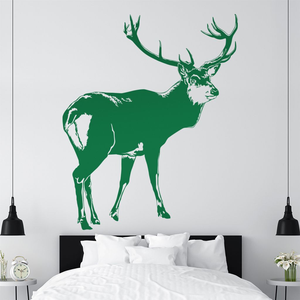 KIWISTAR Hirsch Motiv 2 Geweihträger Wandtattoo in 6 Größen - Wandaufkleber Wall Sticker - Dekoration, Küche, Wohnzimmer, Schlafzimmer, Badezimmer