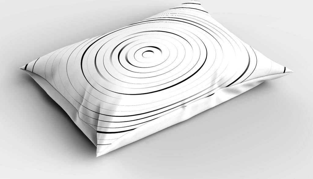 ABAKUHAUS Spiers Kopfkissenbezug, Rotationsspiralring-geformtes drehendes einfaches Rad bildet moderne Eddy-Illustration, 40x80 cm, Schwarz und weiß