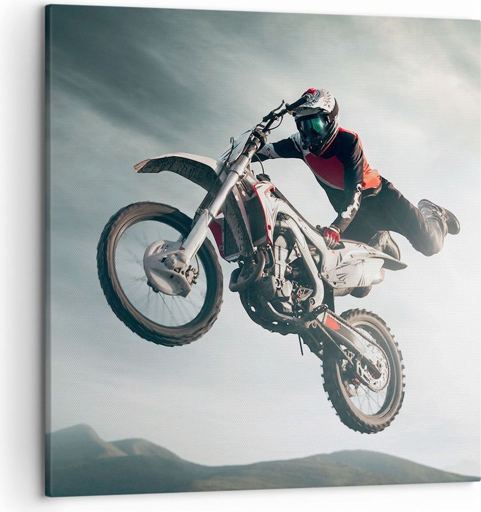 Bild auf Leinwand - Leinwandbild - Motor Sport Helm - 50x50cm - Wand Bild - Wanddeko - Wandbilder - Leinwanddruck - Bilder - Kunstdruck - Wanddekor...