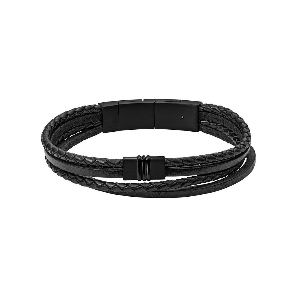 FOSSIL Armband Vintage Casual Multi-Strand Leather Bracelet Black schwarz
