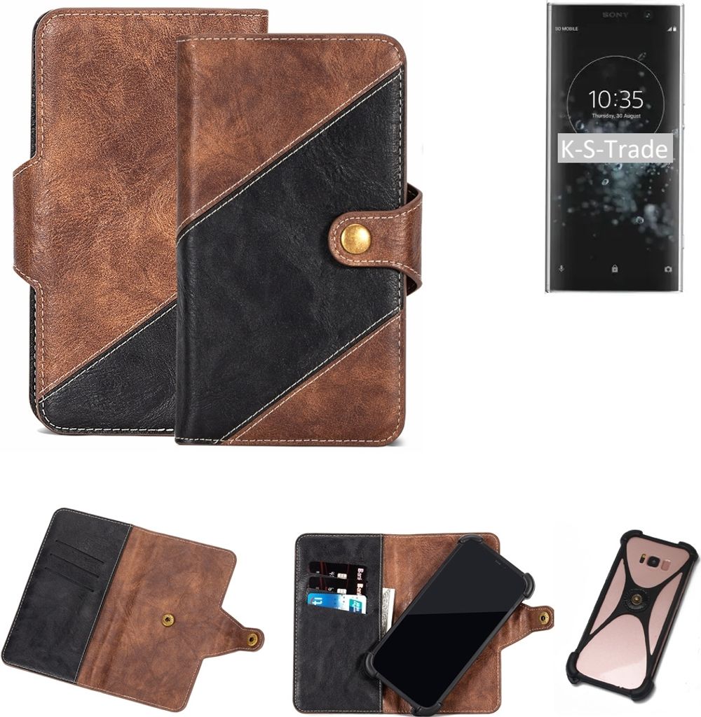 K-S-Trade Handy Hülle Schutz Hülle Schutzhülle Bookstyle Case kompatibel mit Sony Xperia XA2 Plus Handy Cover Hülle Schutztasche 1x
