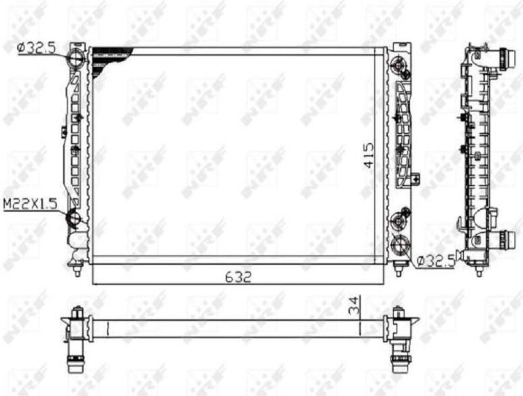 Kühler Motor Kühlrippen 632 - 415 mm Alu NRF für u.a. AUDI A6