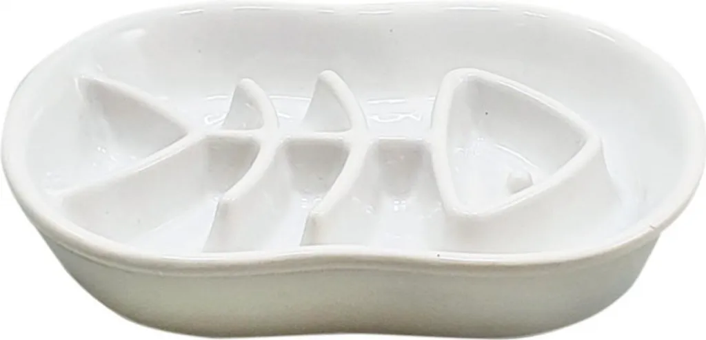 Stop aux Vomissements de Chat : Ecuelle Anti-glouton Nobby Fish Blanc