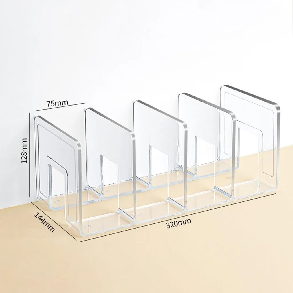 Serre-livres transparent acrylique 4 compartiments support de bureau - 5