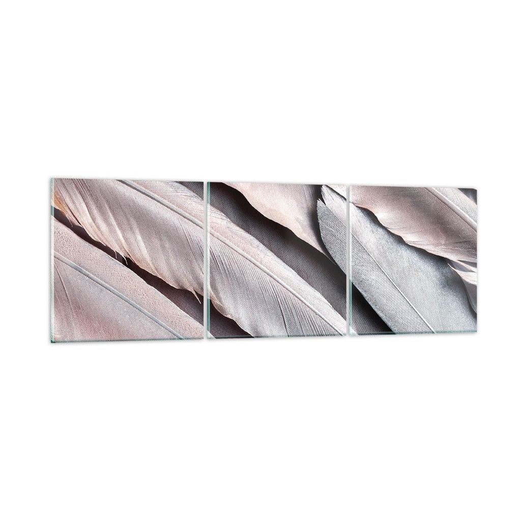 Bilder auf glas - 3 Teile - Federn Flügel Feder - 120x40cm - Glasbilder - Wandbilder - Bilder - zum Aufhängen bereit - Wanddekoration aus Glas - ...