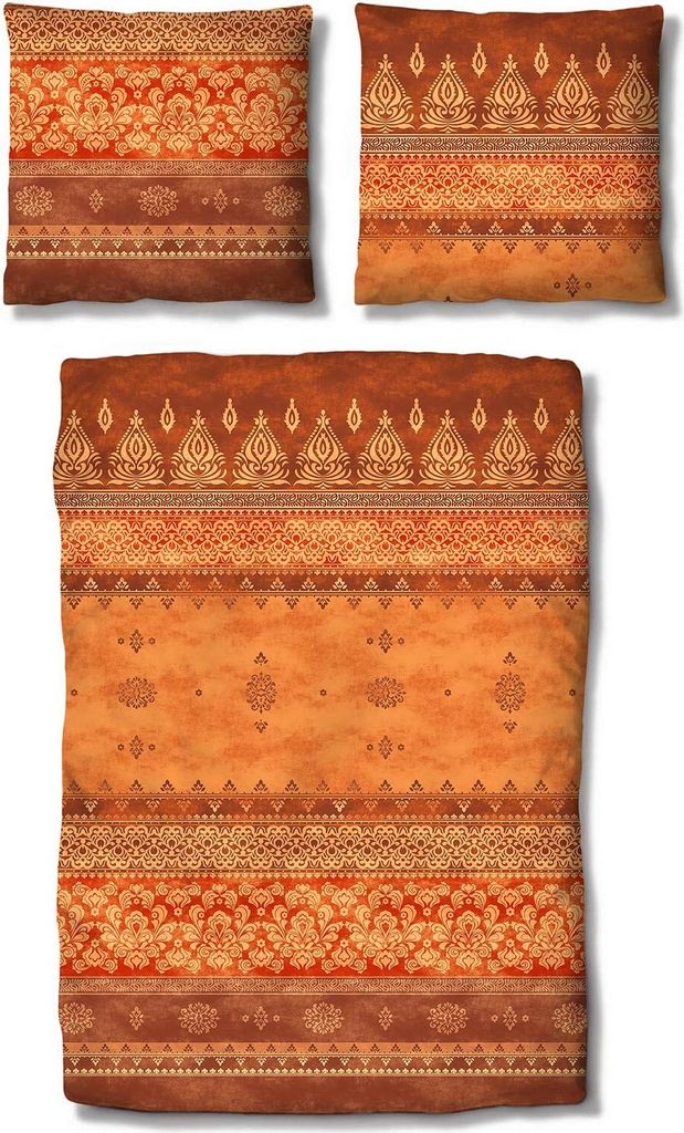 Traumschlaf Mako-Satin Bettwäschegarnitur Amara 155x220 cm + 80x80 cm terra
