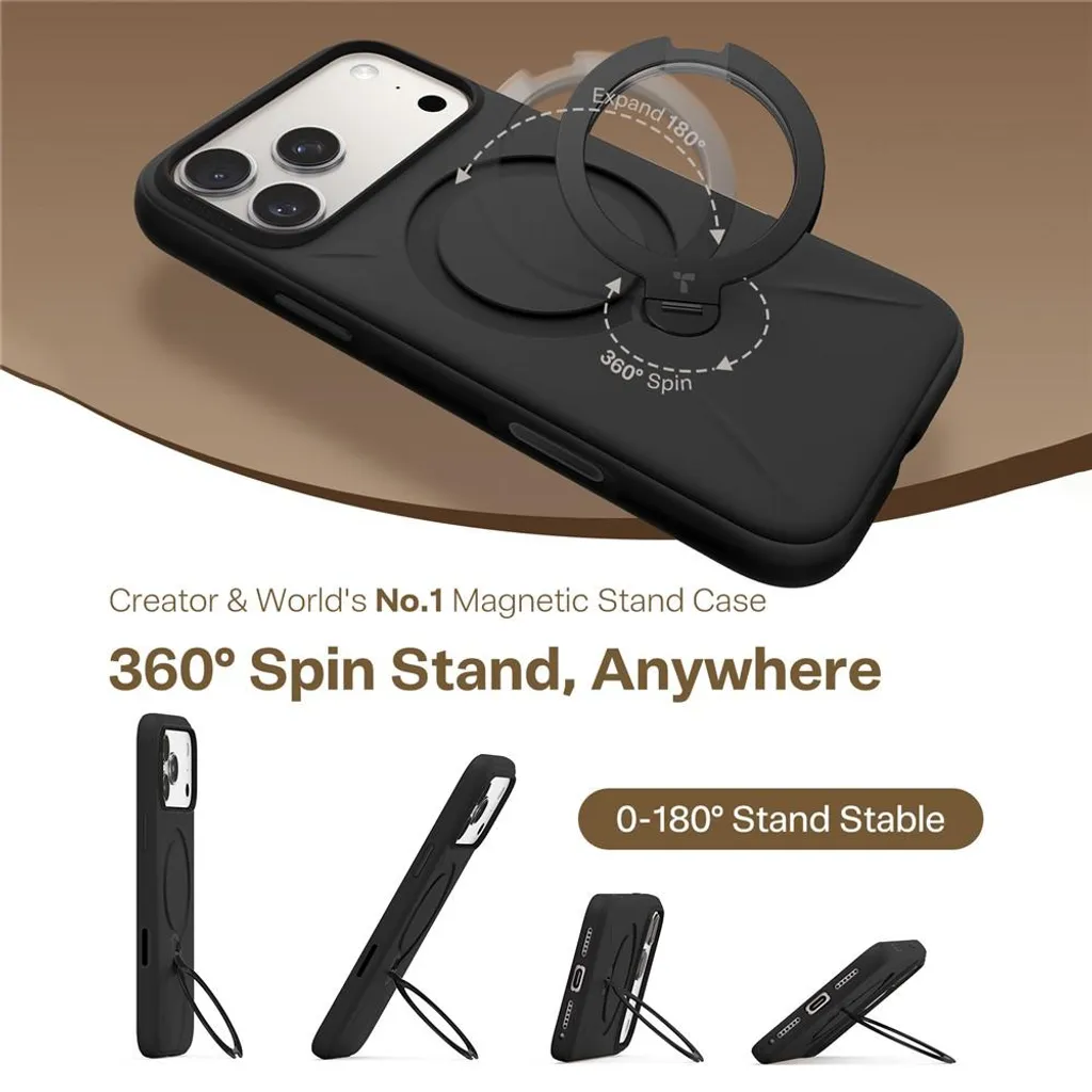 Coque iPhone 17 Pro Max TORRAS Ostand avec Support Rotatif 360° Noir - 11
