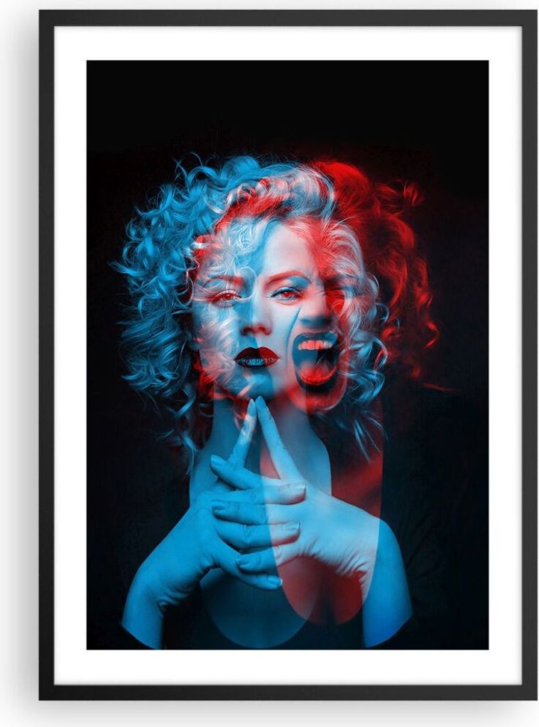 Gerahmtes Poster - Schwarzer Rahmen - Schwarz Frau Emotionen - 50x70 cm - Wand Bild - Wanddeko - Wandbilder - Kunstposter - Wandposter - Bilderrahm...