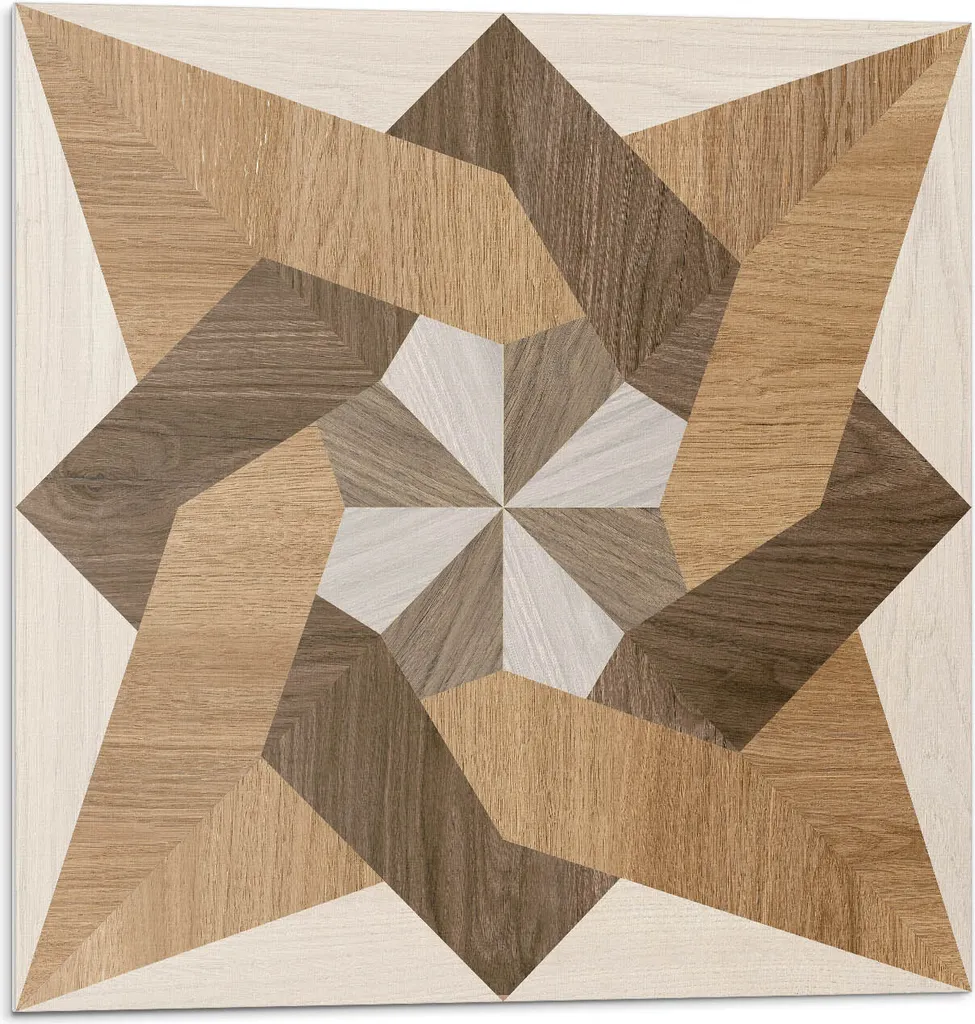 Mosaico Poligonale in Legno Autoadesivo 3D - Pannelli Murali 50x50 cm