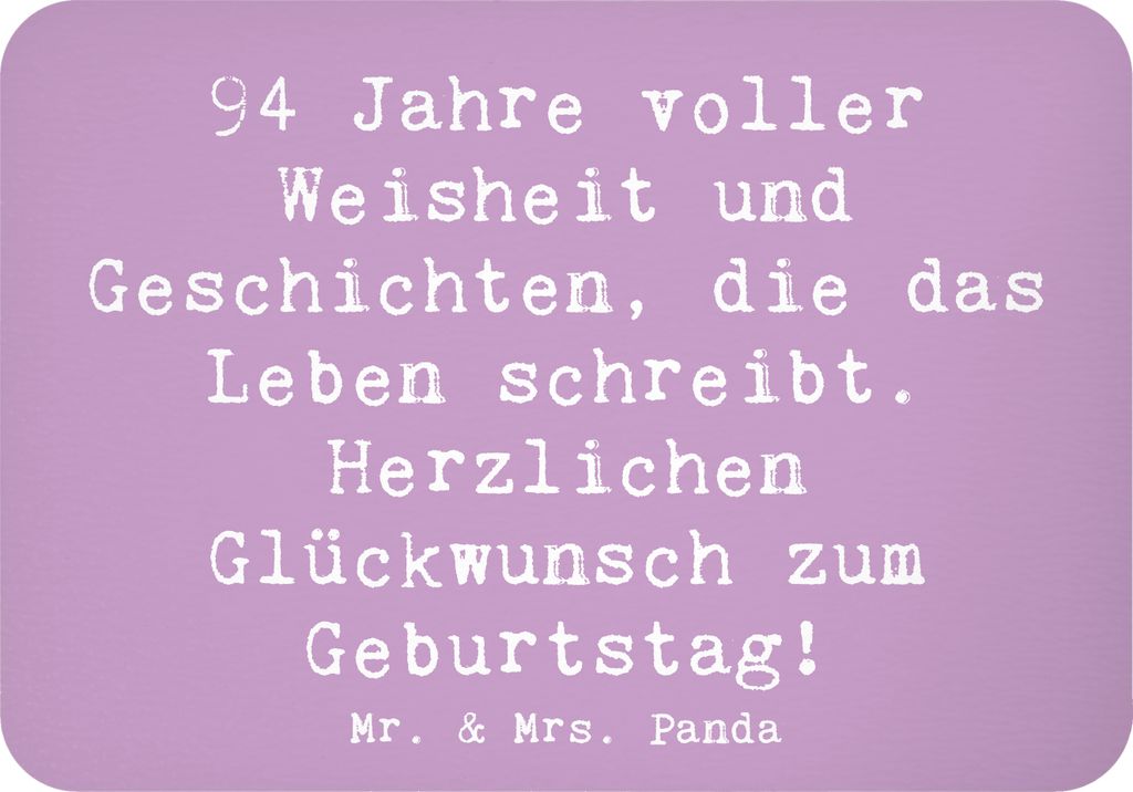Mr. & Mrs. Panda magnet Spruch 94. Geburtstag - Lavendeltraum - Geschenk, Glückwunsch, Kühlschrankmagnet, whiteboardmagnet, Alter, Erinnerungsges...