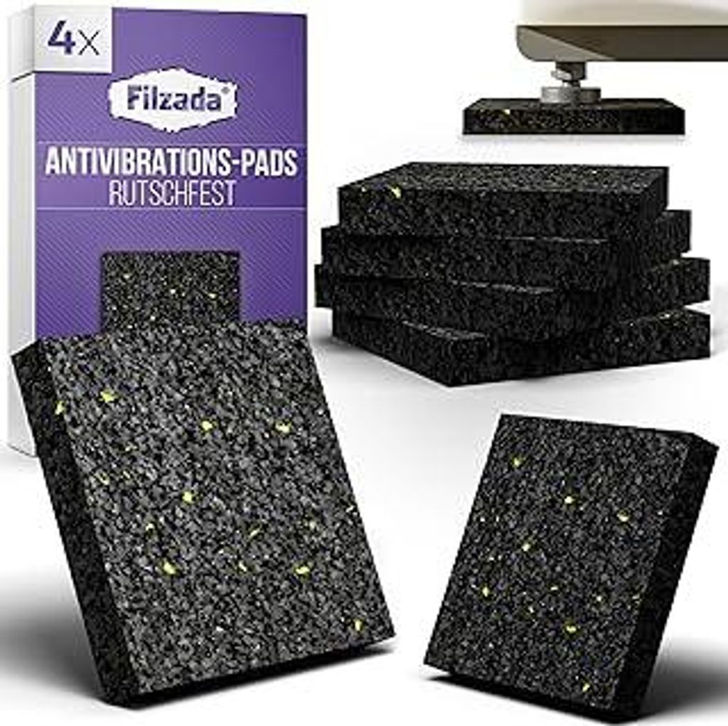 Filzada4x Waschmaschinen Unterlage 90 x 90 x 15 mm - Rutschfeste Antivibrationsmatte Waschmaschine dick - Vibrationsdämpfer - Antirutschmatte Wasc...