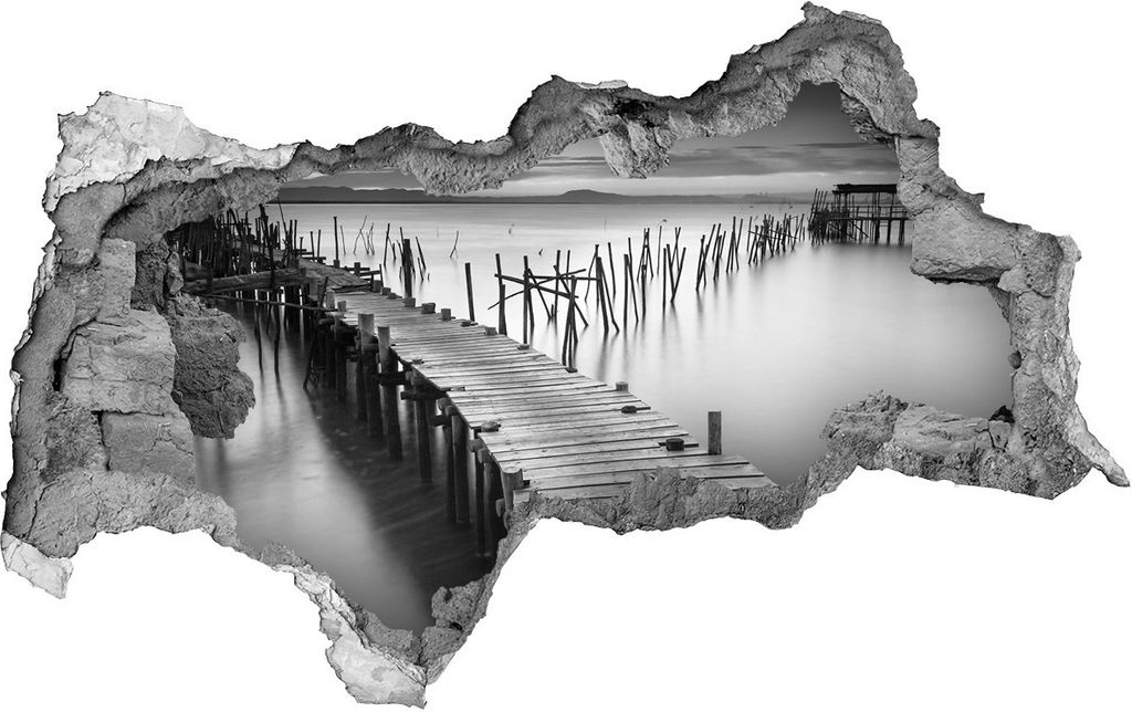 Selbstklebender Loch-3D-Aufkleber 95x73 cm Holzsteg