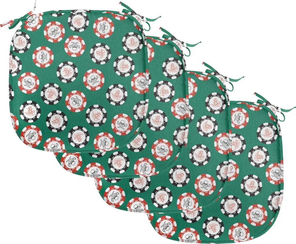 Coussins de Chaise de Cuisine Imperméables Lot de 4 avec Attaches 40cm