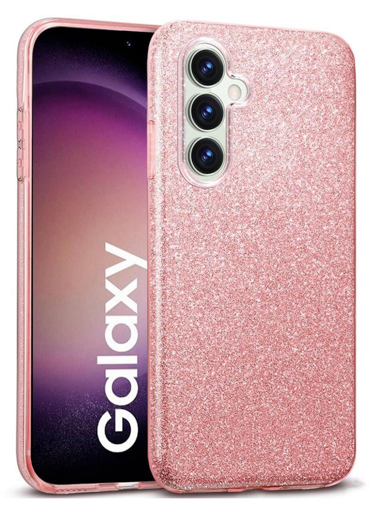 Handy Case für Samsung Galaxy S23 FE Hülle Glitzer Cover TPU Schutzhülle, Rosegold