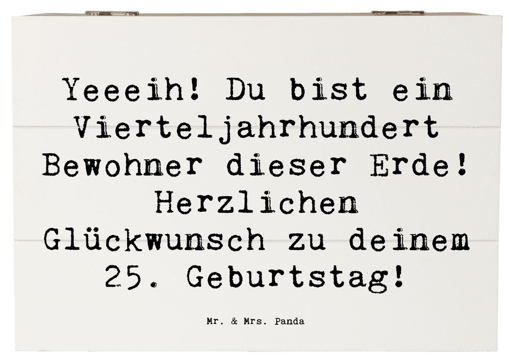 Mr. & Mrs. Panda Box Spruch 25. Geburtstag 22 x 15 cm - Weiß - Geschenk, Glückwunsch, Geschenke, holz, Schatzkiste, Jubiläum, Happy Birthday, Ge...