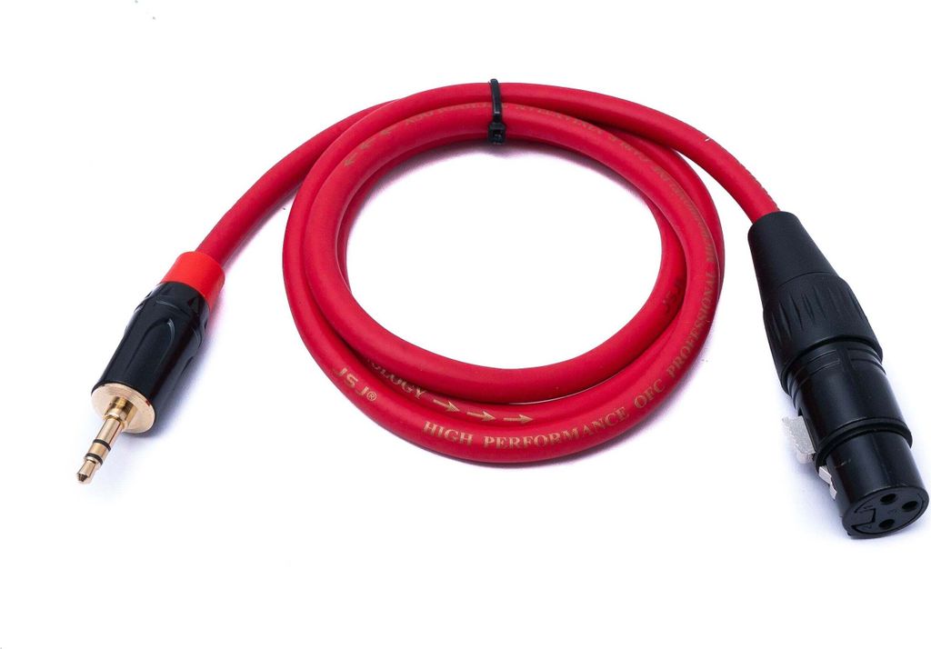 SYSTEM-S Audio Kabel 100 cm 3.5 mm Klinke Stecker zu XLR Buchse Adapter in Rot