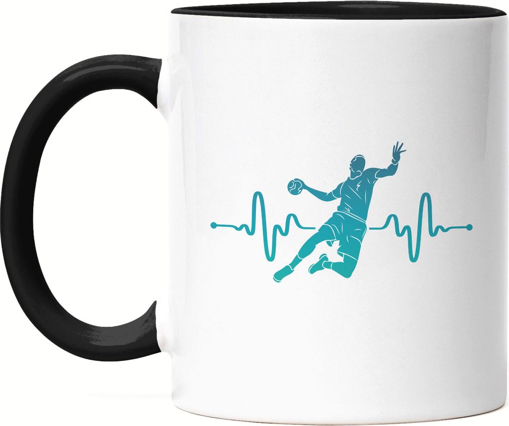 Handball EKG Tasse Schwarz Handballer Handballspieler Handballverein Team