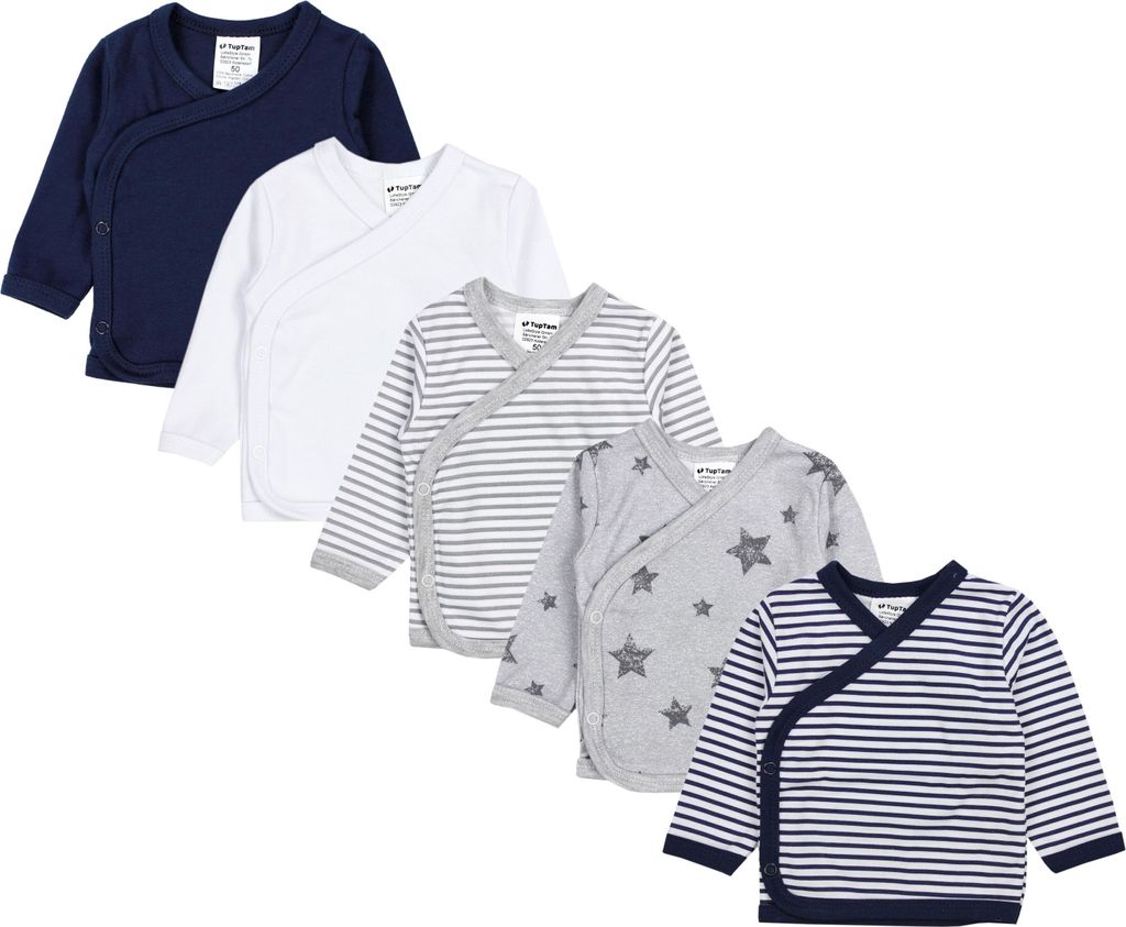 TupTam Baby Jungen Langarm Wickelshirt Baumwolle 5er Set, Produktbild 