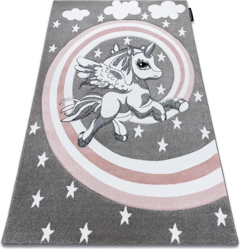 Tapis Petit Poney gris 80x150 cm idéal pour une aire de jeux enfant