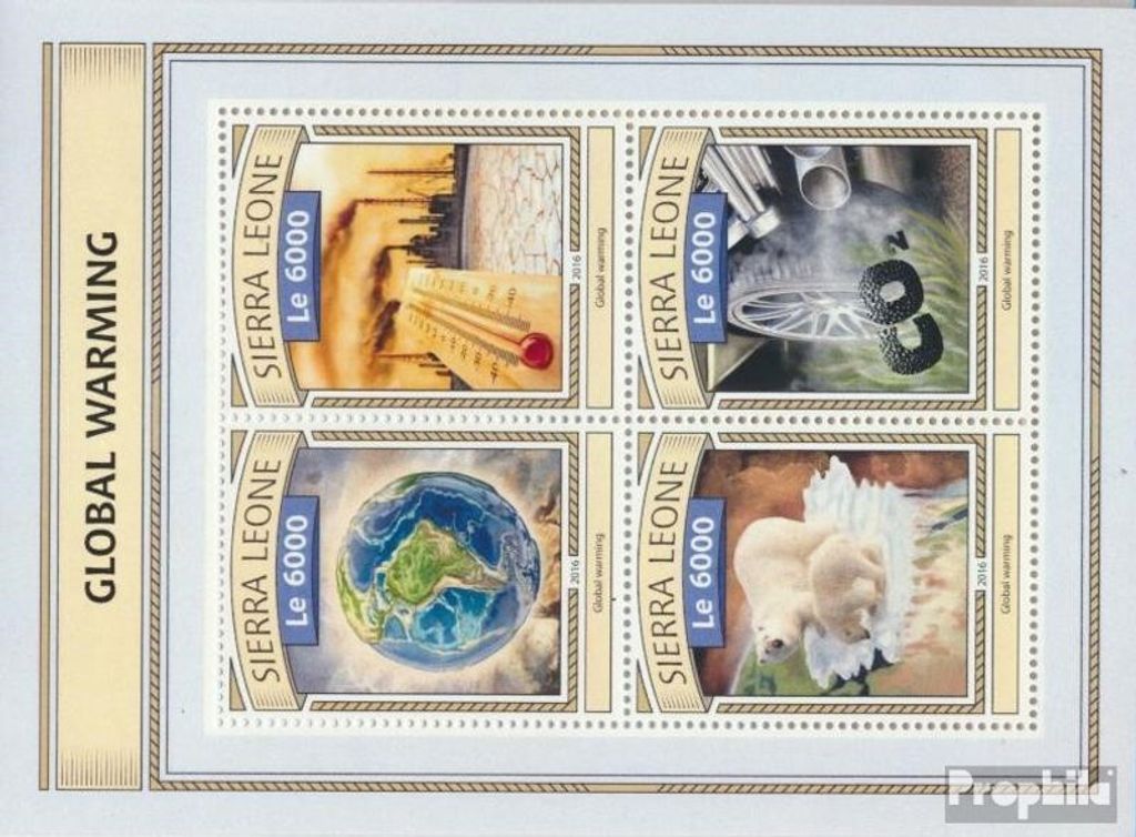 Briefmarken Sierra Leone 2016 Mi 7788-7791 Kleinbogen (kompl. Ausg.) postfrisch Erderwärmung