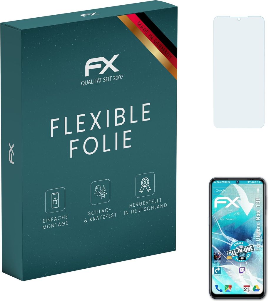 atFoliX FX-ActiFleX 3x Schutzfolie kompatibel mit Ulefone Note 13P Folie
