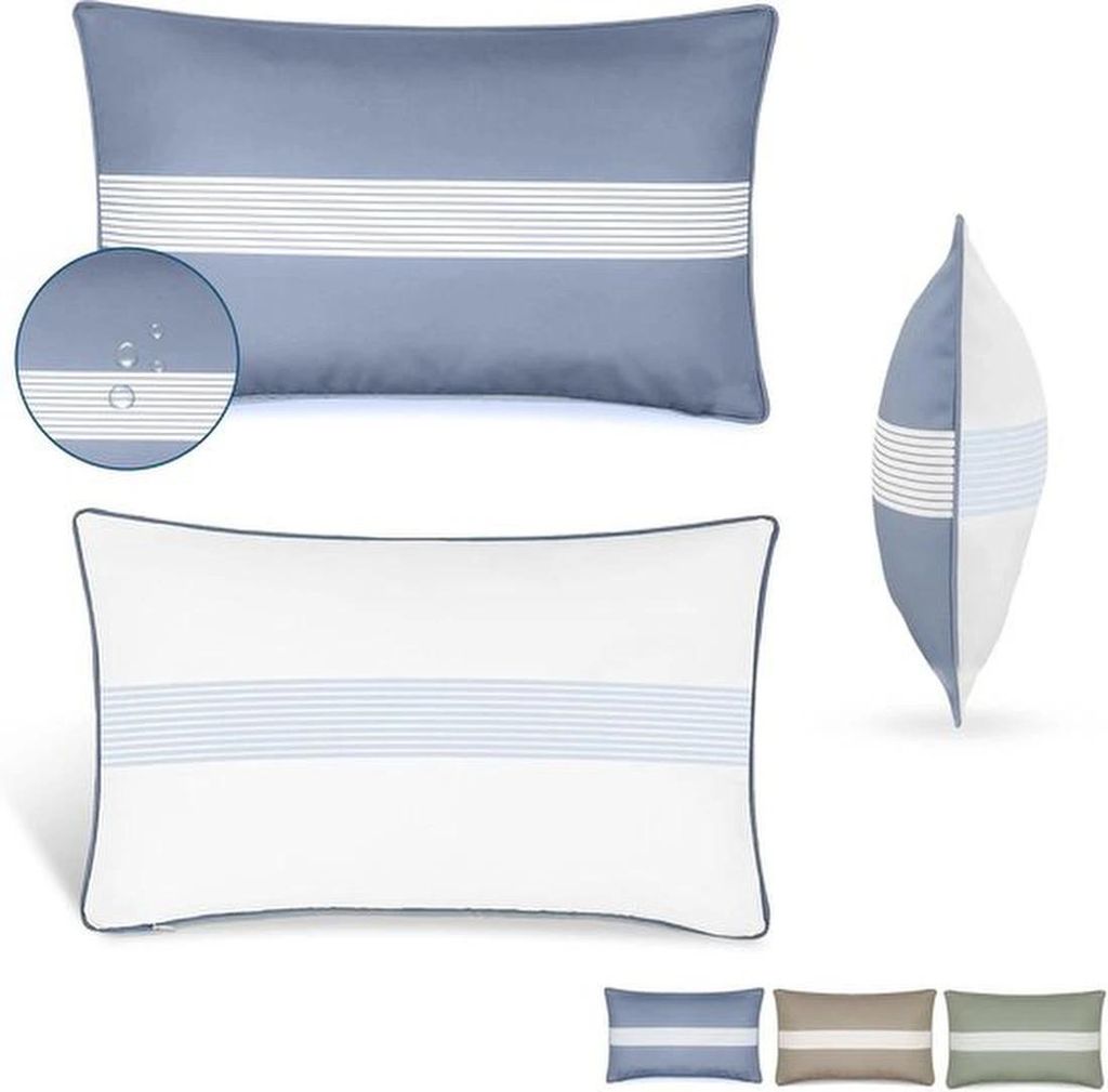 Unyqoos Stilvolle Kissenbezüge für Innen und Außen, 2er Set in Trendy Blau mit Luxus-Ausstattung