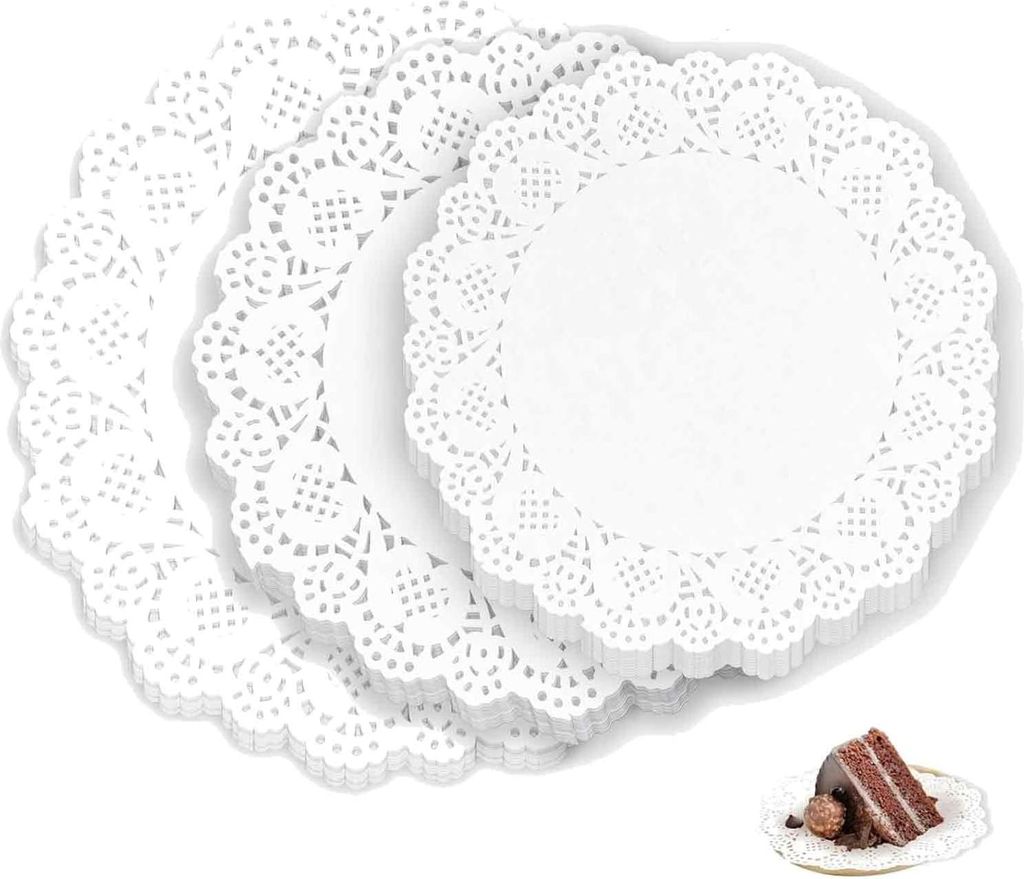 Tortenspitze Rund, 150 Stück Einweg Spitze Papier Deckchen für Tische Papier Tischsets Papierdeckchen tassenuntersetzer Papier für Kuchen Desser...