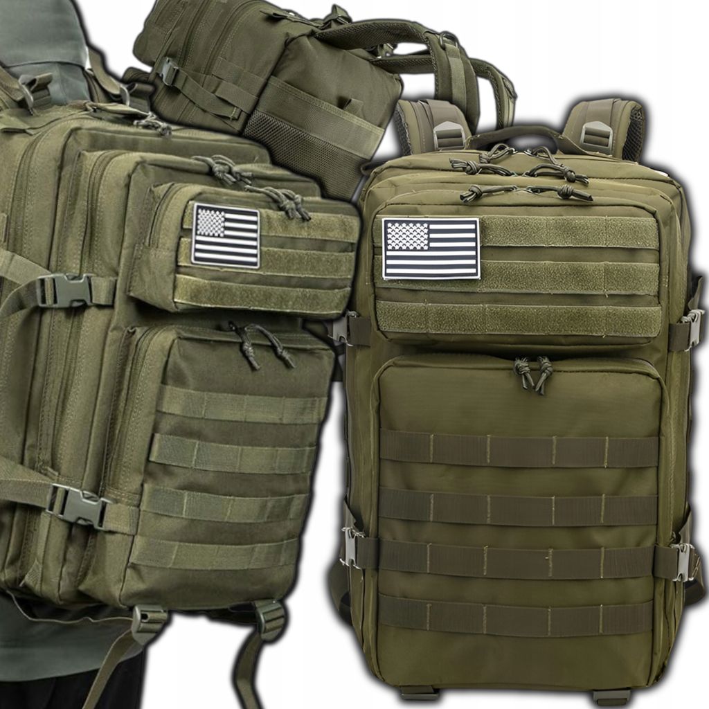 OMNA | Uni-Rucksack 45L - Schwarz - Schulrucksack, Reise- und Militärrucksack - MOLLE-System