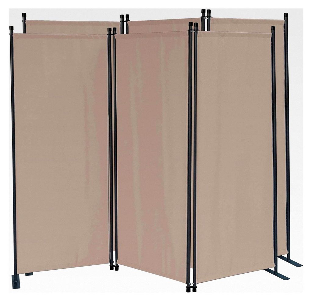 2 Stück Paravent 3-teilig 170 x 165 cm Beige - Sichtschutz für Garten & Balkon - Faltbare Trennwand für Innen & Außen