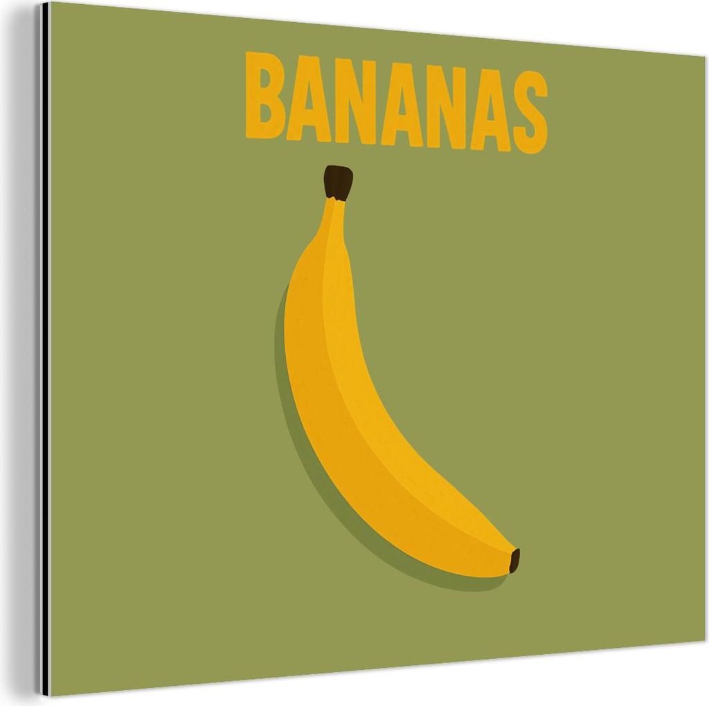 MuchoWow Wanddekoration Metall Metallbild Wandkunst 40x30 cm Banane - Minimalistisch - Gelb MuchoWow Aluminium Gemälde - Dekoration Wohnzimmer