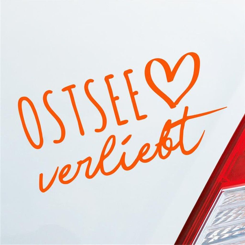 Auto Aufkleber Ostsee verliebt Herz See Osten East Liebe Car 19x10 cm Orange Sticker Heckscheibenaufkleber