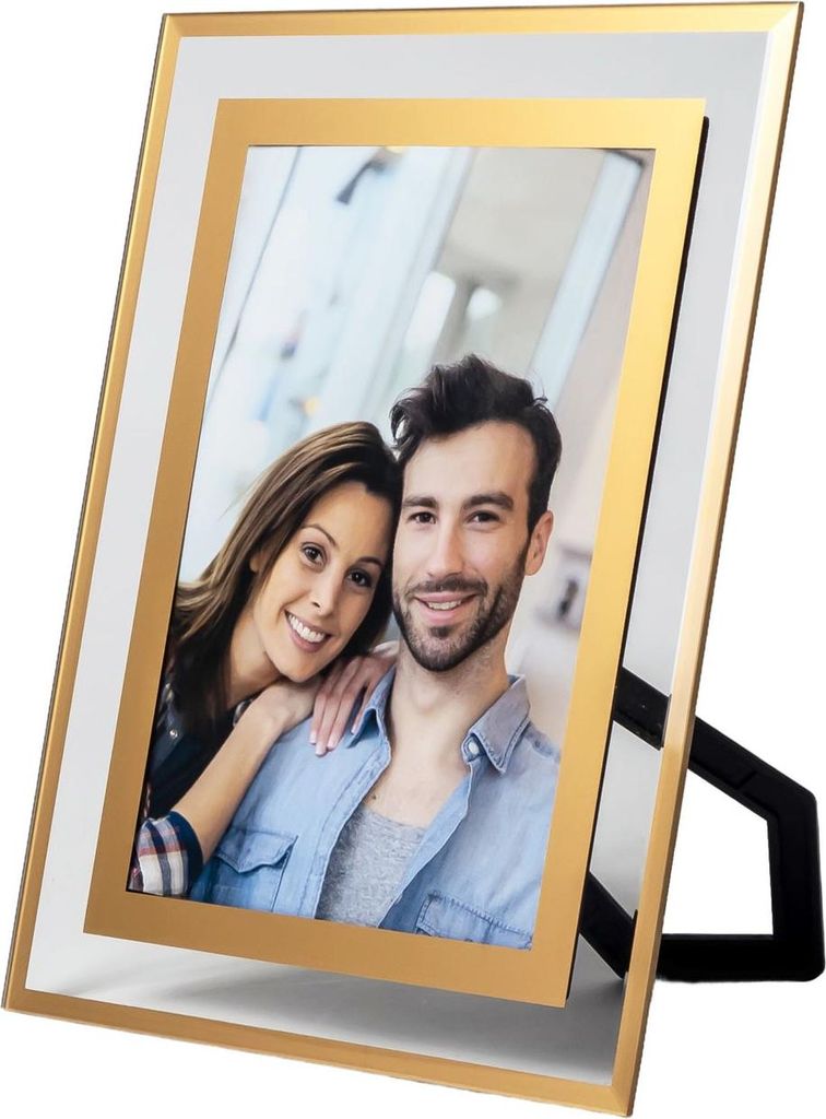 Intirilife Glas Bilderrahmen Gold - 15x10 cm Fotos und Bilder - Für Babyfotos, Familienfotos, Hochzeitsfotos - Passendes Geschenk für besondere ...