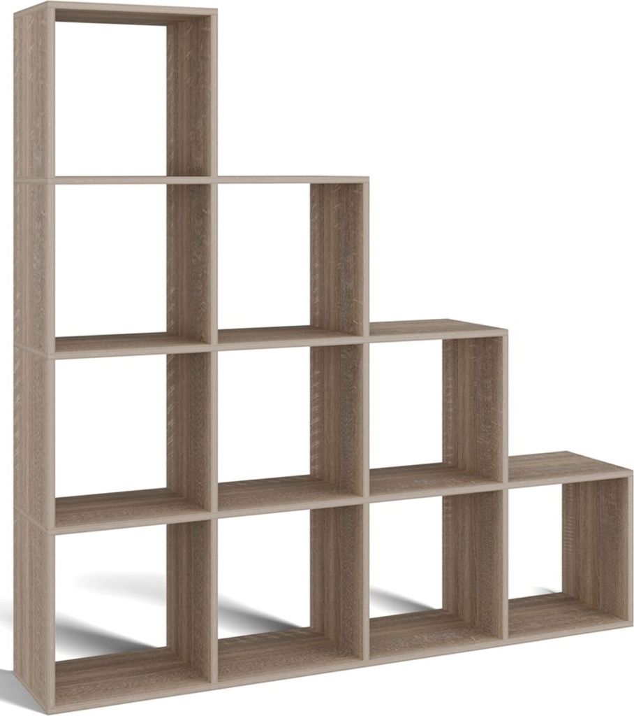 Selsey Stepi - Stufenregal mit zehn Regalfächern, Sonoma-Eiche, 153 cm