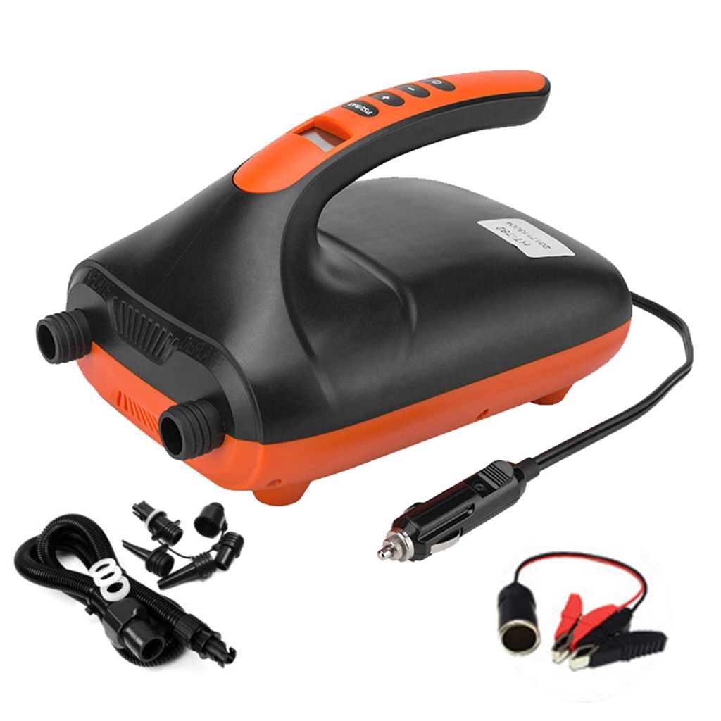 20PSI Doppelstufige tragbare Luftpumpe mit 6 Düsen Aufblasbare Pumpe unterstützt vollständiges Aufpumpen und Entleeren