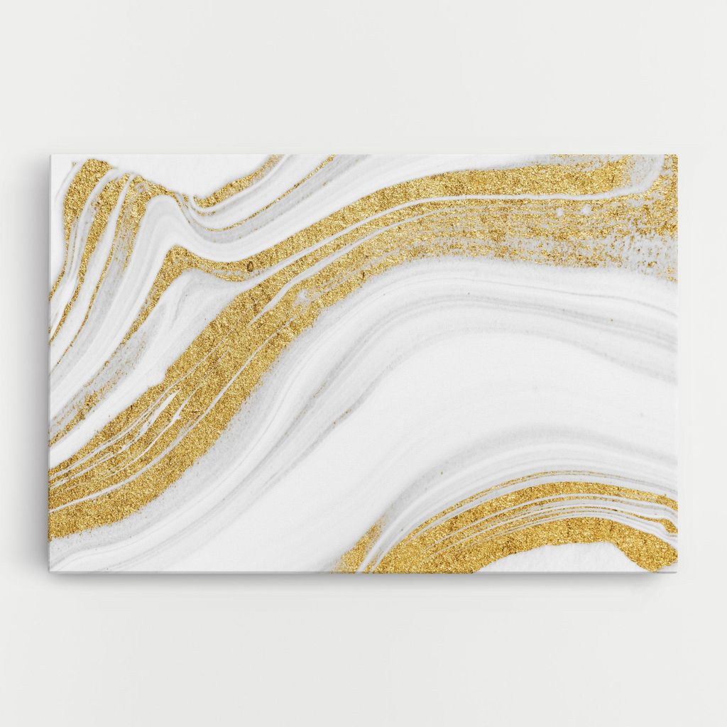 ARTHUB Leinwandbild 50x70 cm, Gold Glitter Liquid | Wohnzimmerdekoration, Hängende Bilder, Wanddekoration, Heimdekoration, Abstrakte, Marmor