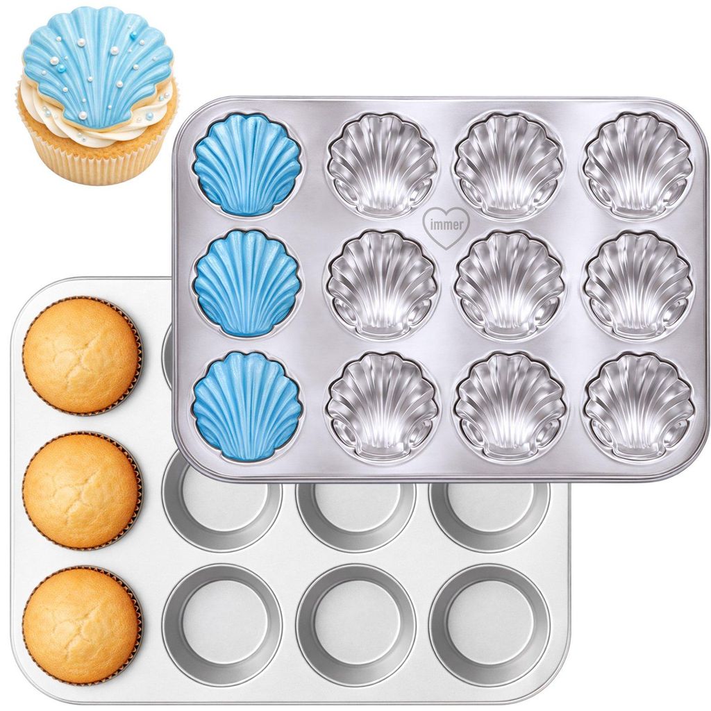 Edelstahl Muffinform 2er-Set Muschelform und Klassisch Immagine del prodotto 