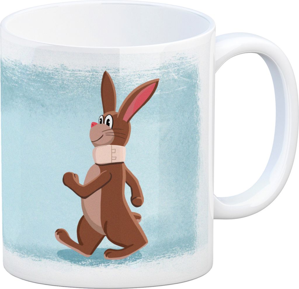 Lass den Kopf nicht hängen aufmunternde Kaffeetasse mit lustigem Hasen