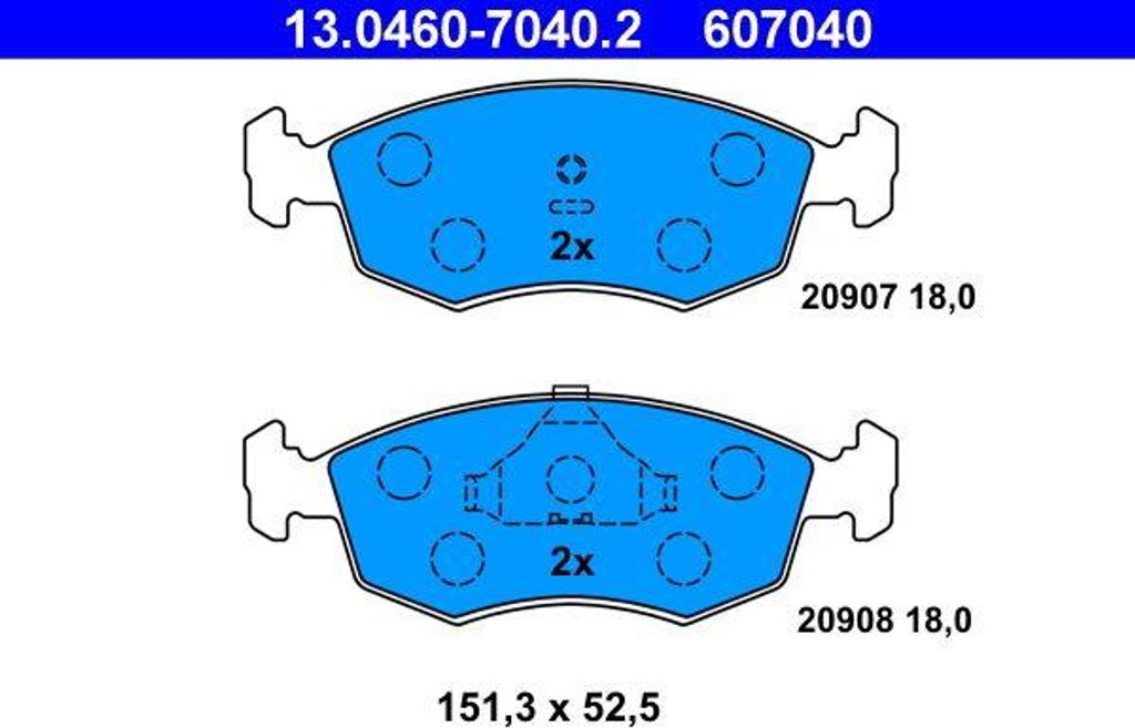 ATE 13.0460-7040.2 Bremsbelagsatz, Scheibenbremse OE 1647730 kompatibel mit Escort