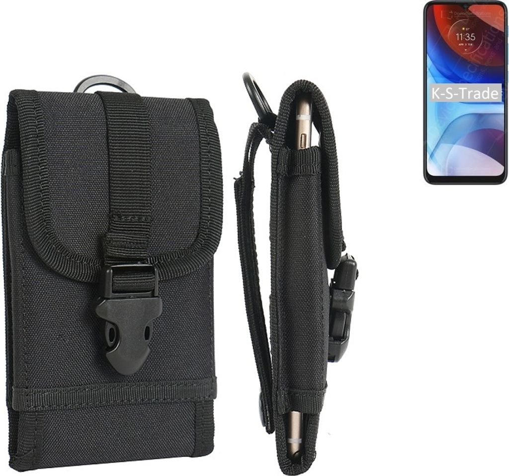 K-S-Trade Holster Handy Hülle kompatibel mit Motorola Moto E7 Power Holster Handytasche Gürtel Tasche Schutz Hülle Robust Outdoor schwarz