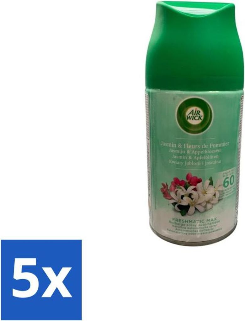 Air Wick – Nachfüllpackung – Freshmatic Jasmin & Apfelblüte – 250 ml - Vorteilspack - 5 Stücke