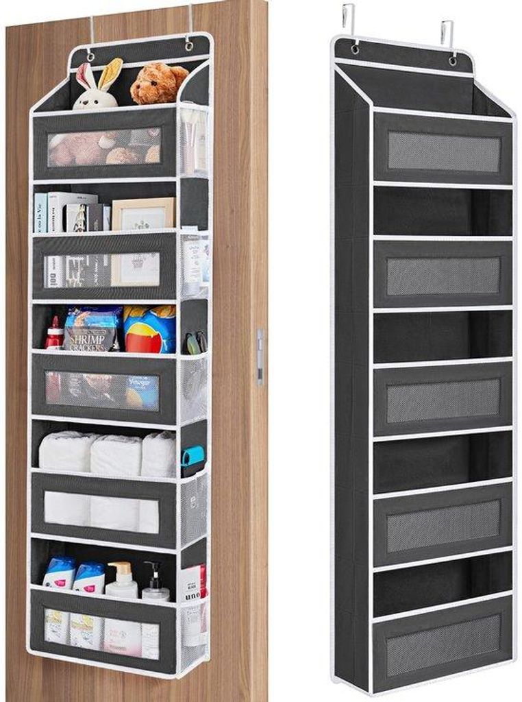 Deurorganizer mit 5 großen Fächern - Hängender Schrank für Über dem Türbereich - Schutz vor Kippen - Schrank für Schlafzimmer, Badezimmer, W...